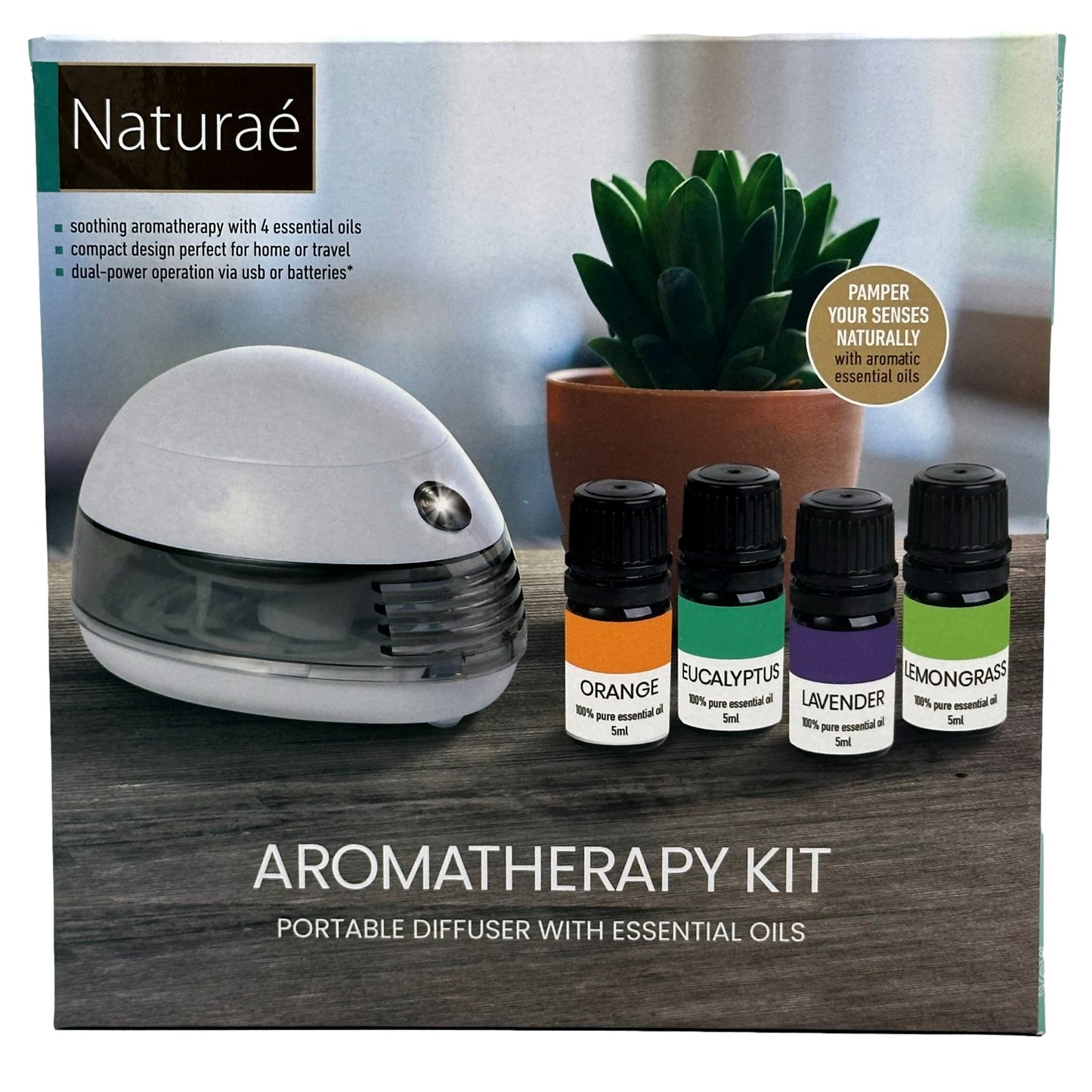 KIT DE AROMATERAPIA - DIFUSOR PORTÁTIL CON ACEITES ESENCIALES