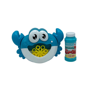 Blue crab-shaped bubble toy with bubble solution.