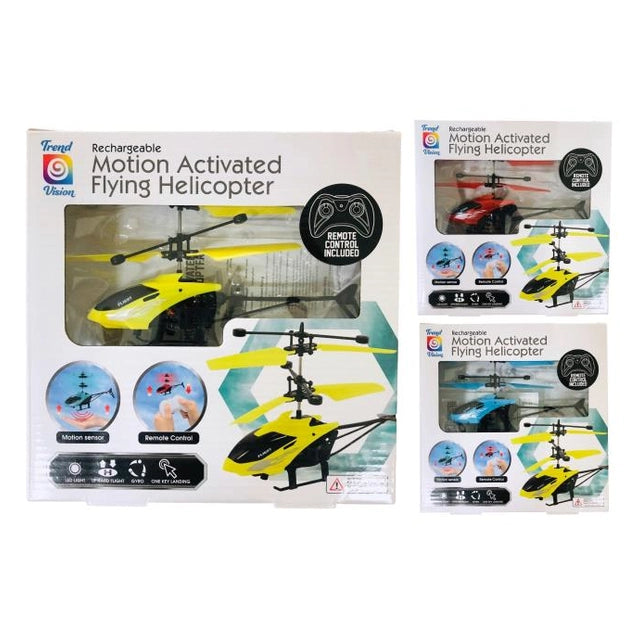6.5 IN MOTION ACTIVATED FLYING HELICOPTER REMOTE CONTROLLED ASSORTED