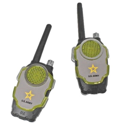 Two toy U.S. Army walkie-talkies.