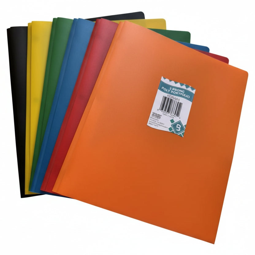 PORTAFOLIO DE 3 PUNTAS DE POLIÉSTER SURTIDO CON 2 BOLSILLOS