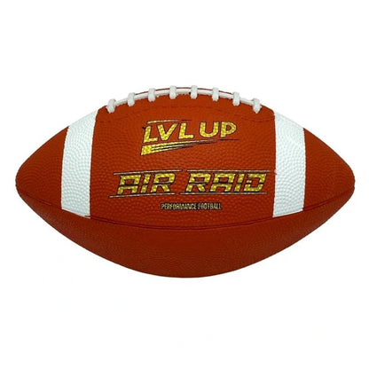 An orange and white football.