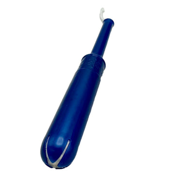 A blue tampon applicator.
