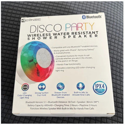 DISCO PARTY LED BT WATER RESISTANT SHOWER SPEAKER
