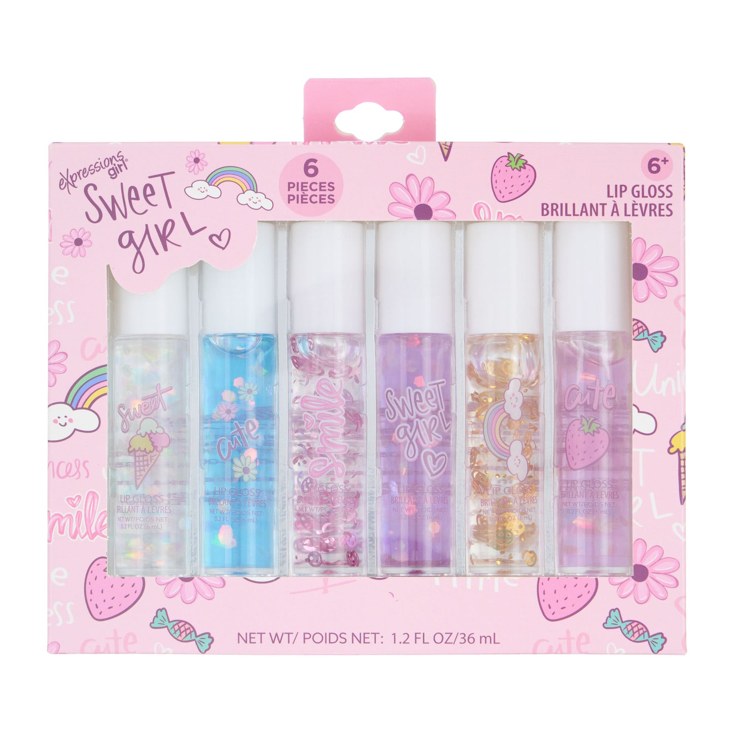 6 PC CONFETTI SWEET GIRL LIP GLOSS SET