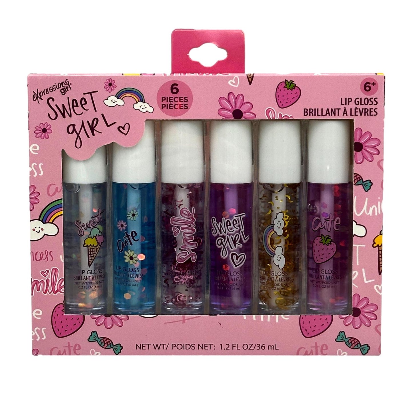 6 PC CONFETTI SWEET GIRL LIP GLOSS SET
