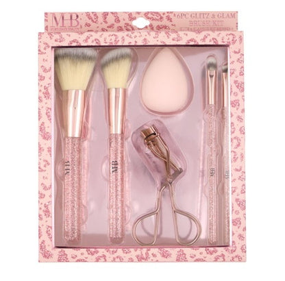 6 PK ROSE GOLD GLITZ AND GLAM BRUSH KIT