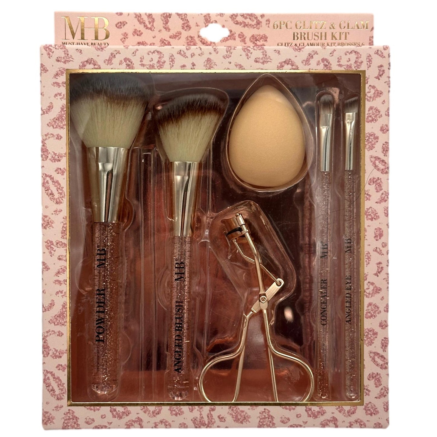 6 PK ROSE GOLD GLITZ AND GLAM BRUSH KIT