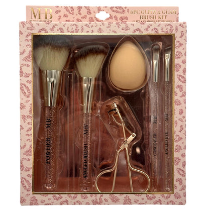 6 PK ROSE GOLD GLITZ AND GLAM BRUSH KIT
