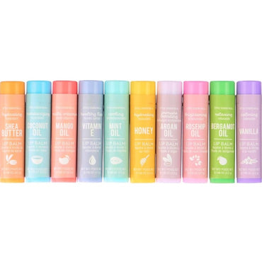 10 PC LIP BALM WITH ESSENTIAL OILS COLLECTION