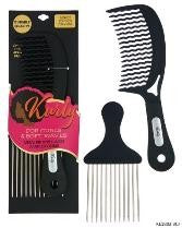 RUBBER GRIP COMB AND METAL PICK SET