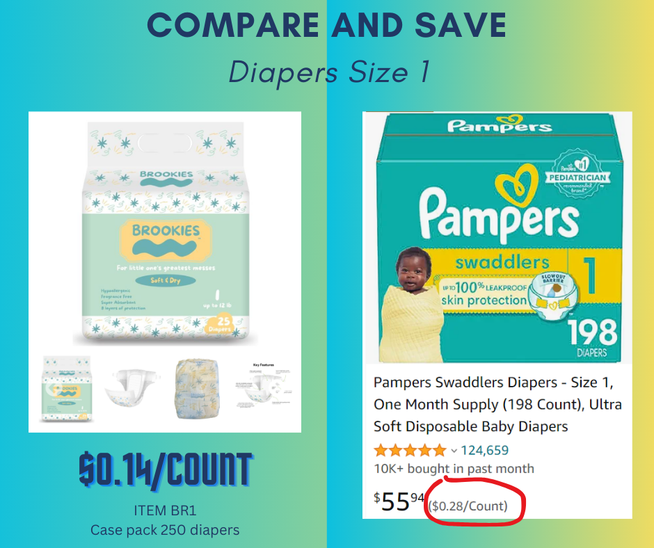 25 PAÑALES PARA BEBÉ TAMAÑO 1 PARA HASTA 12 LIBRAS