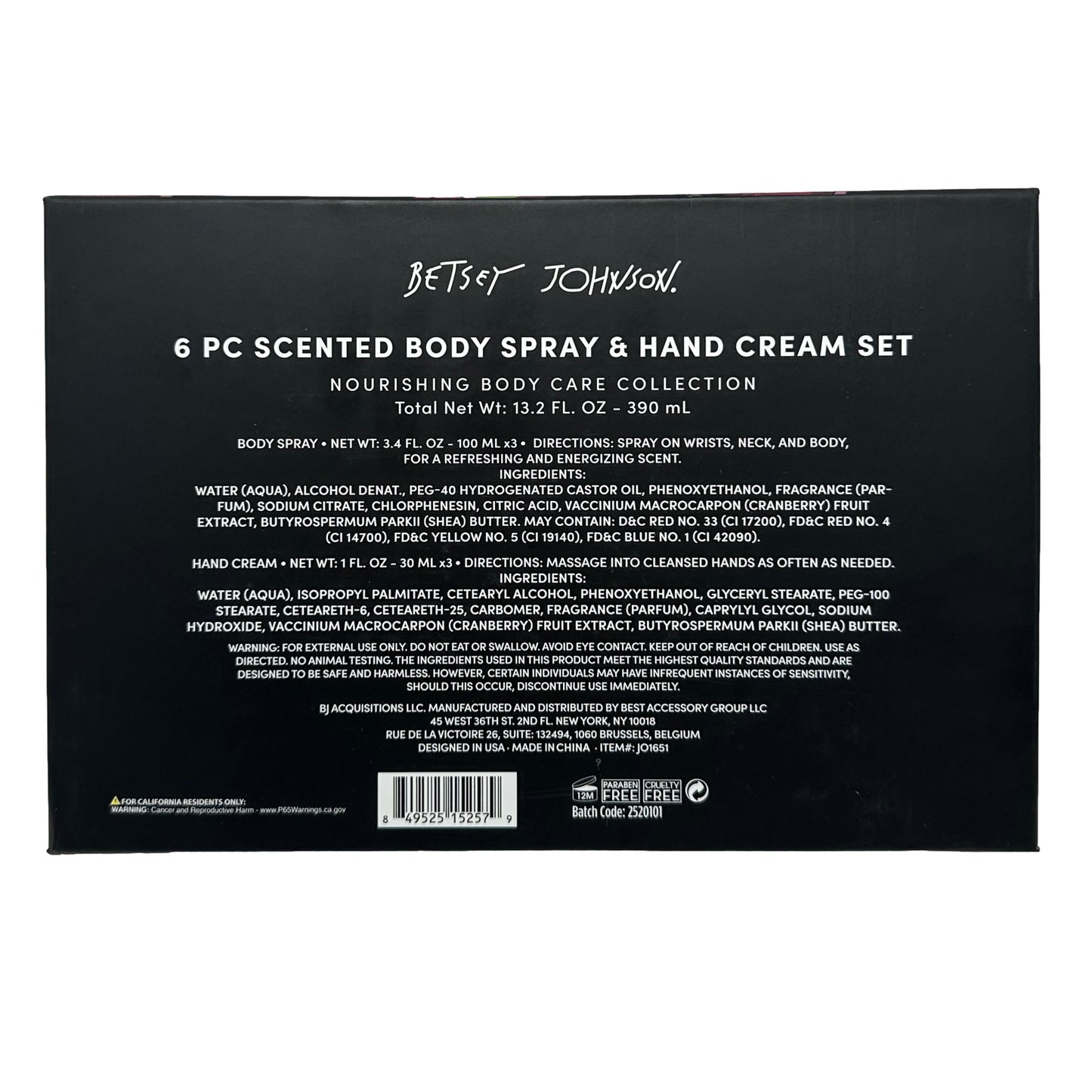 6 PC BODY SPRAY & LOTION SET