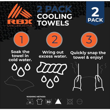 2 PC COOLING TOWELS AND STORAGE BOTTLE