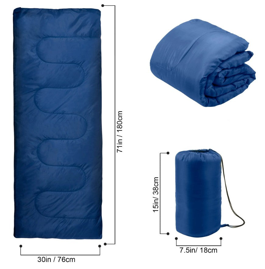 ENVELOPE STYLE SLEEPING BAG WITH STUFF SACK ASSORTED
