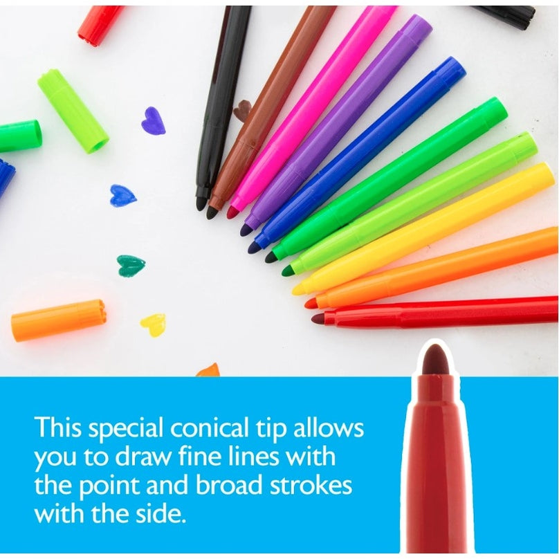 10 CT BROAD TIP MARKERS WASHABLE CLASSIC COLORS
