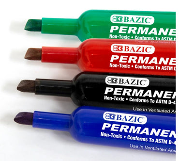 4 CT PERMANENT MARKERS CHISEL TIP MULTI-COLOR