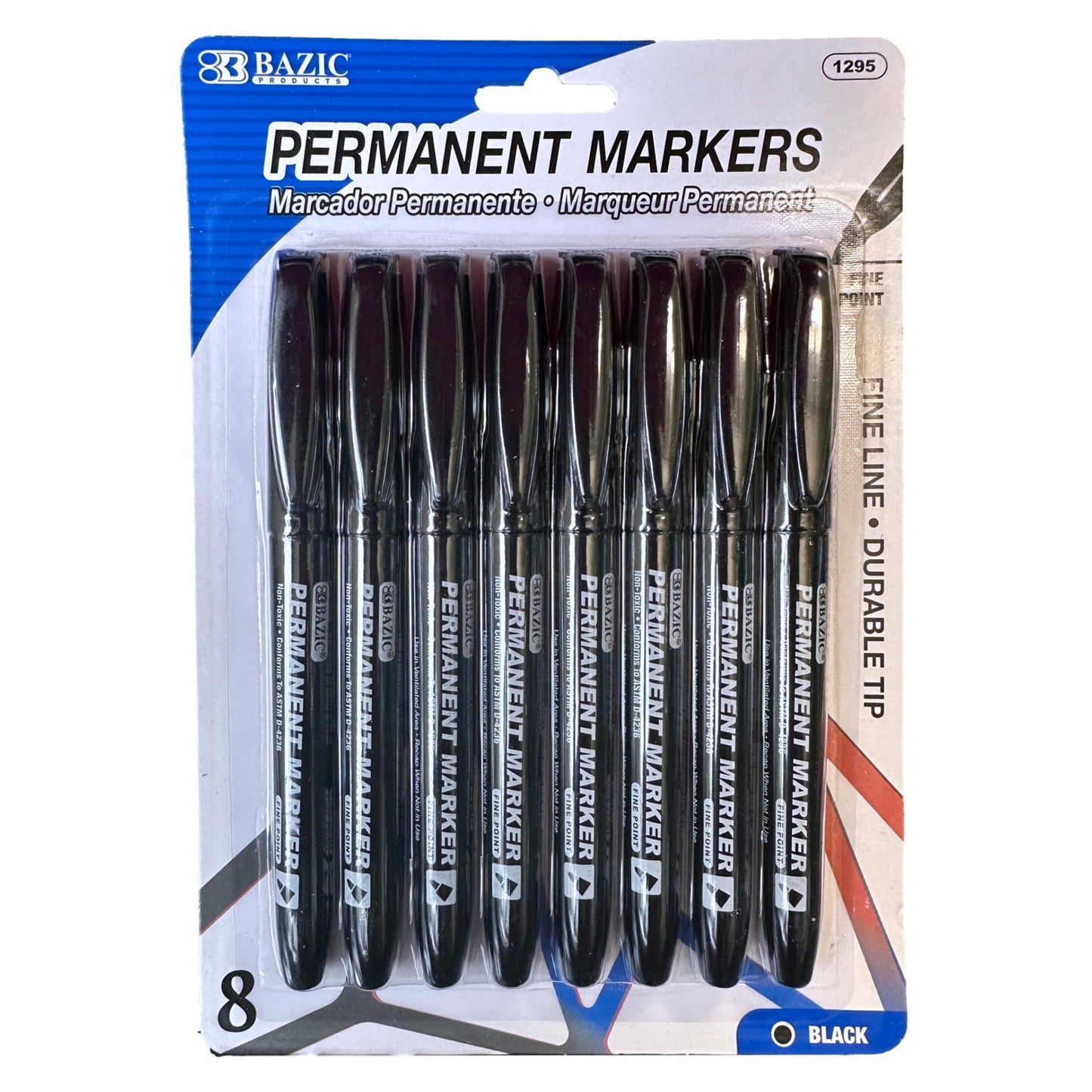 8 CT FINE TIP PERMANENT MARKER BLACK