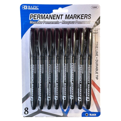 8 CT FINE TIP PERMANENT MARKER BLACK