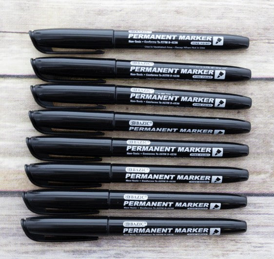 8 CT FINE TIP PERMANENT MARKER BLACK