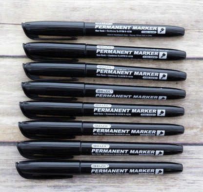 8 CT FINE TIP PERMANENT MARKER BLACK