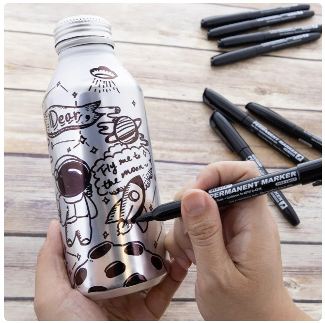 8 CT FINE TIP PERMANENT MARKER BLACK