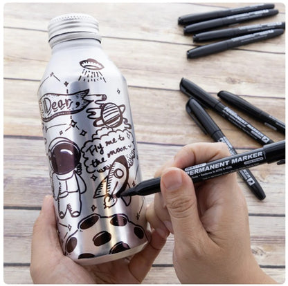 8 CT FINE TIP PERMANENT MARKER BLACK