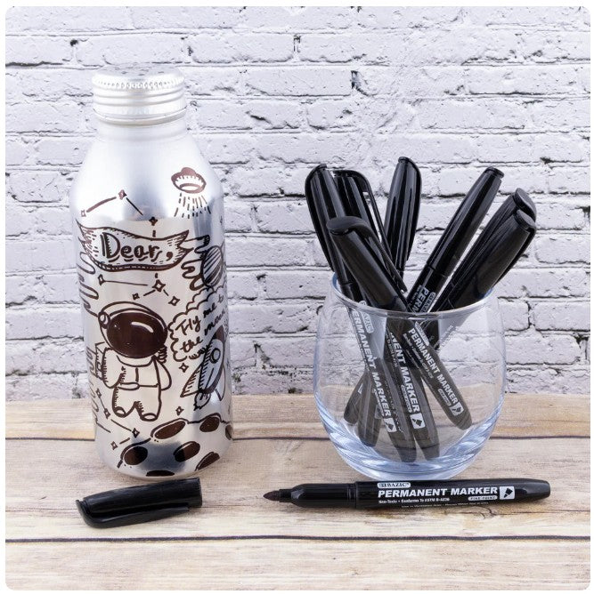 8 CT FINE TIP PERMANENT MARKER BLACK