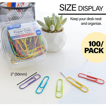100 CT JUMBO COLORED PAPERCLIPS
