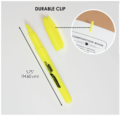 5 PC YELLOW HIGHLIGHTERS CHISEL TIP