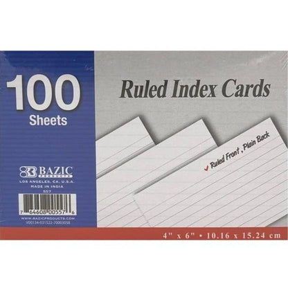 4 X 6 RULED INDEX CARDS 100 PC