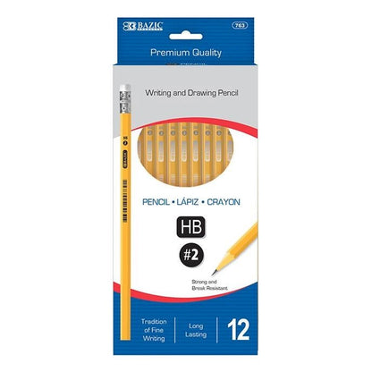 Box of 12 yellow HB #2 pencils.