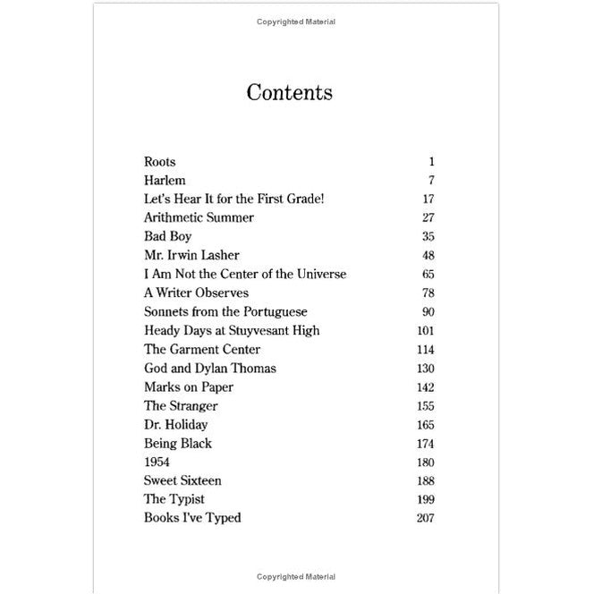 A contents page with chapter titles and page numbers.