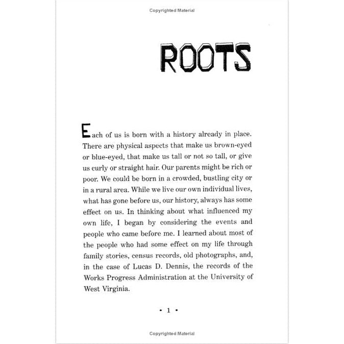 Page from a book, titled "Roots," with text.