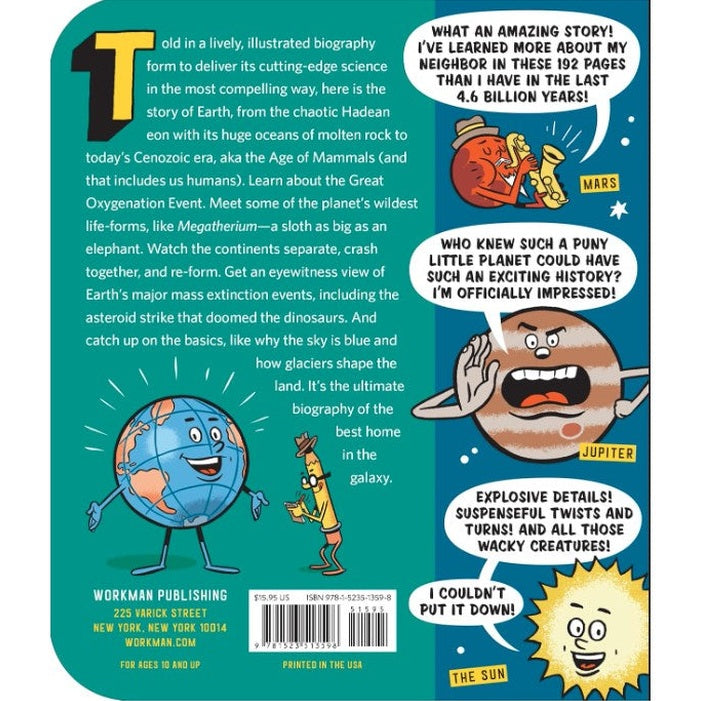 Book cover with cartoon planets and text.