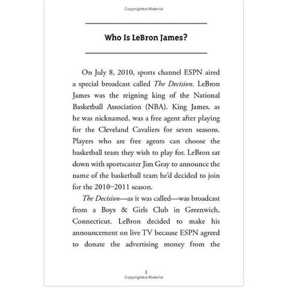 A page from a book titled "Who Is LeBron James?"