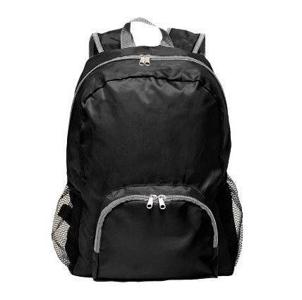 15 IN BLACK PACKABLE TRAVEL BACKPACK