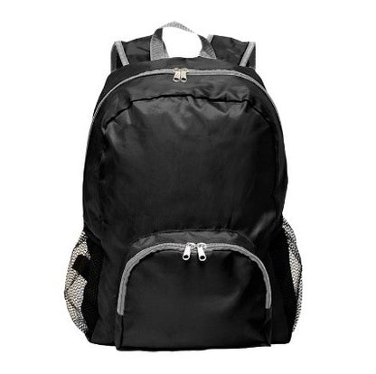 15 IN BLACK PACKABLE TRAVEL BACKPACK