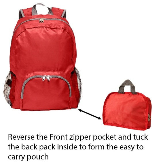 15 IN RED PACKABLE TRAVEL BACKPACK