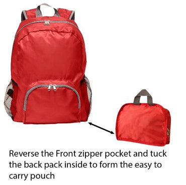 15 IN RED PACKABLE TRAVEL BACKPACK