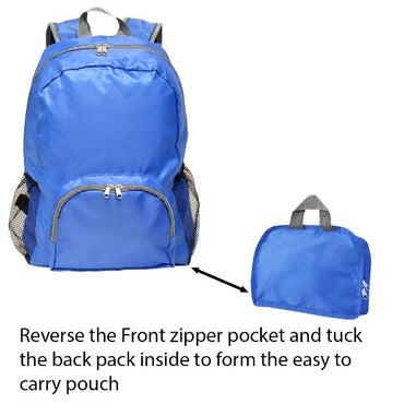 15 IN BLUE PACKABLE TRAVEL BACKPACK