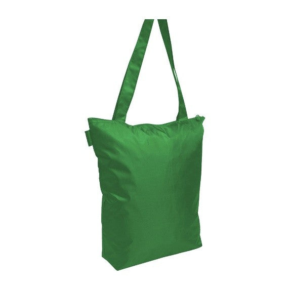 16 IN GREEN ZIP TOP TOTE BAG