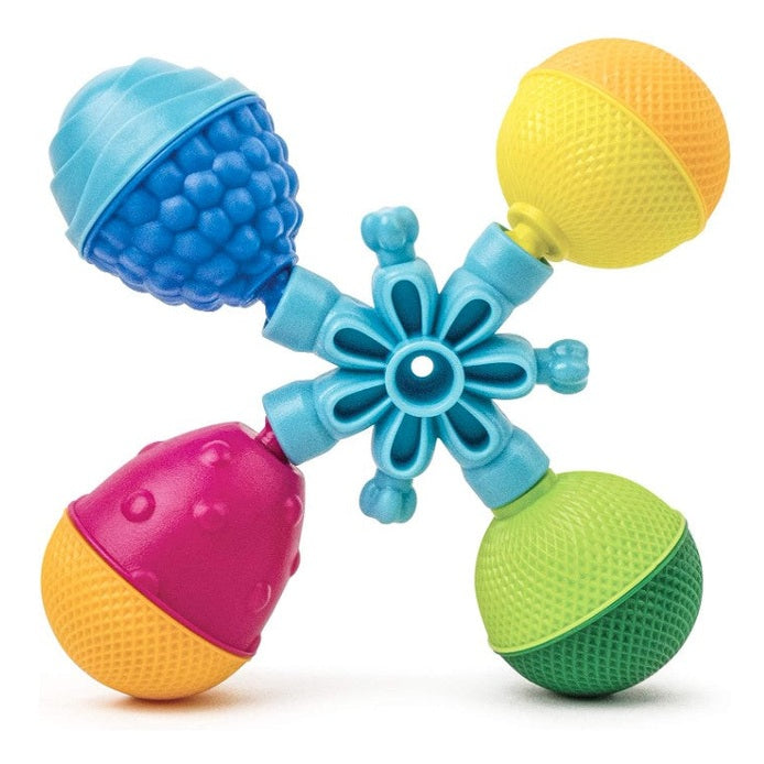Colorful children's toy with spherical and textured elements.