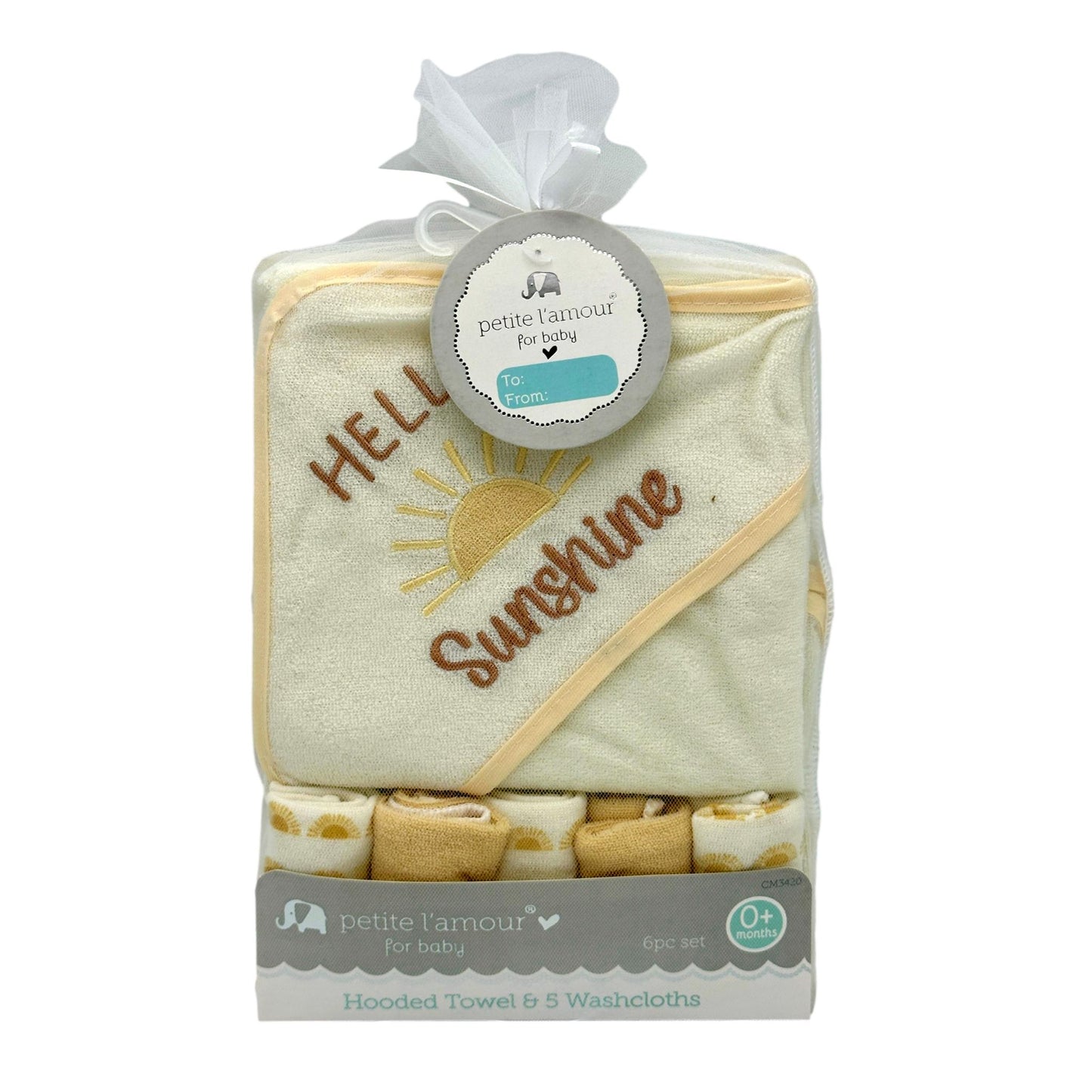 6 PC YELLOW SUNSHINE  HOODED TOWEL SET