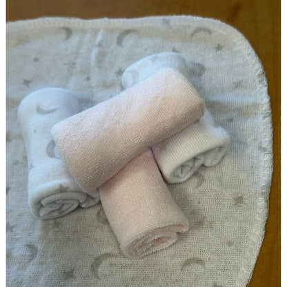 6 PC PINK CLOUD HOODED TOWEL SET