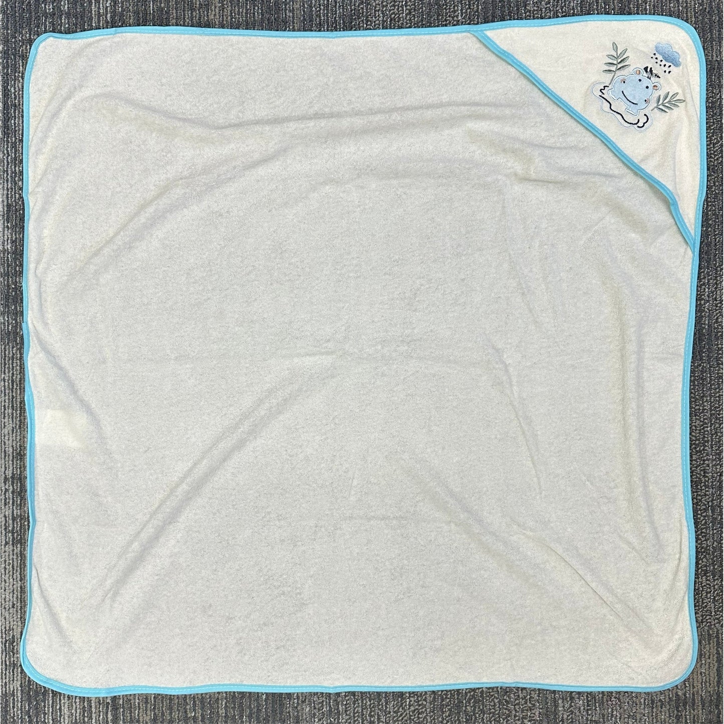 6 PC BLUE HIPPO HOODED TOWEL SET