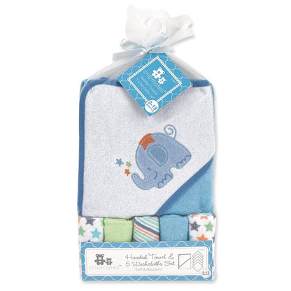 6 PC HOODED TOWEL SET ASSORTED PINK AND BLUE