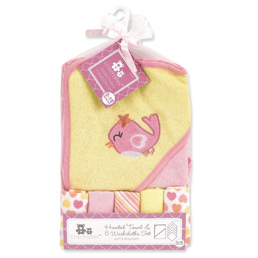 6 PC HOODED TOWEL SET ASSORTED PINK AND BLUE