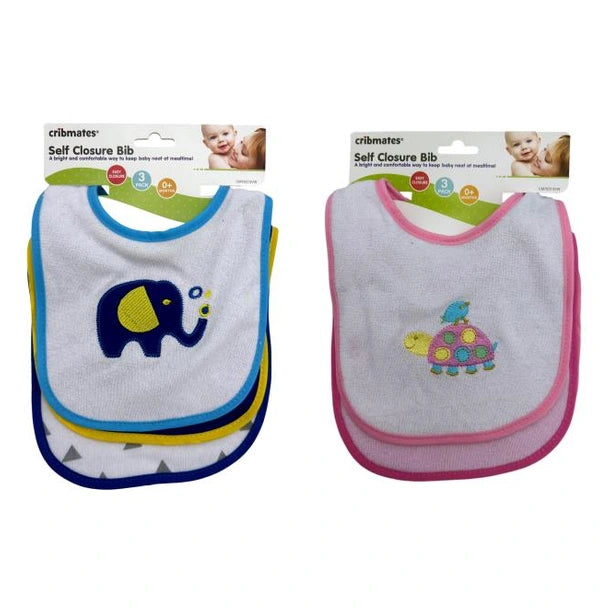 3 PC SELF CLOSURE BIB ASSORTED