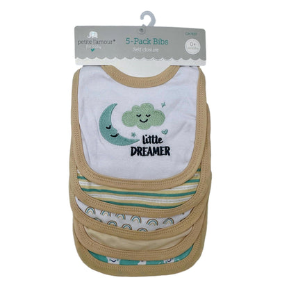 5 PC NEUTRAL BIBS SET LITTLE DREAMER
